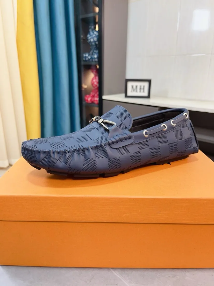 Men's men's shoes💰400🌹🌹[LV Louis Vuitton] New men's beanie shoes💝💝.. Top-grade imported cowhide embossed➕Comfortable leather lining. It is extremely skin-friendly and comfortable, feels very delicate, and the shape is very correct! Perfectly reflects the three-dimensional sense, code number: 38-44